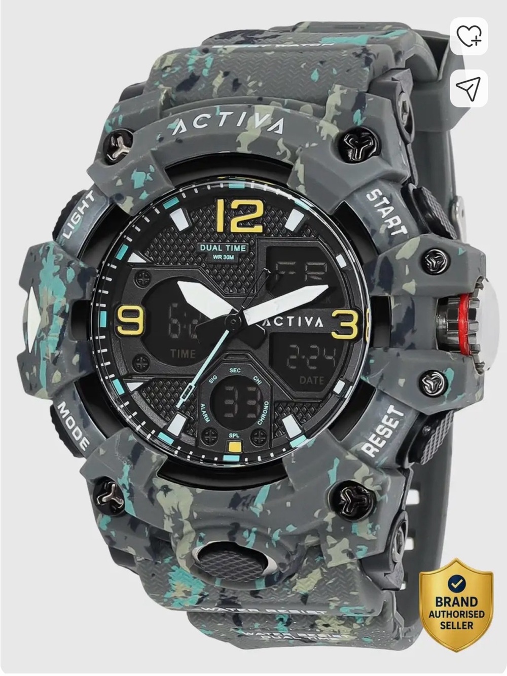 Activa X Invicta AnaloDigital Men's Watch - 49mm. Camouflage. Grey (ACW8008-002